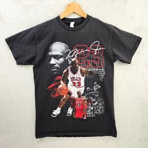 Michael Jordan Shirt Men’s Medium Black Chicago Bulls Rap Tee Vtg Style